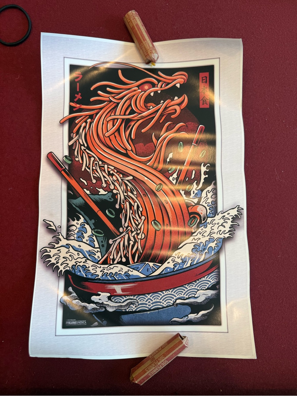 College poster set Orange Dragon Ramen and pizza Art Print - Unbranded